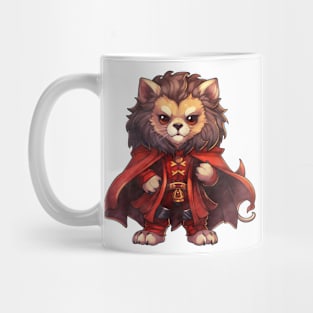 Cartoon African Lion in Dracula Costume Mug